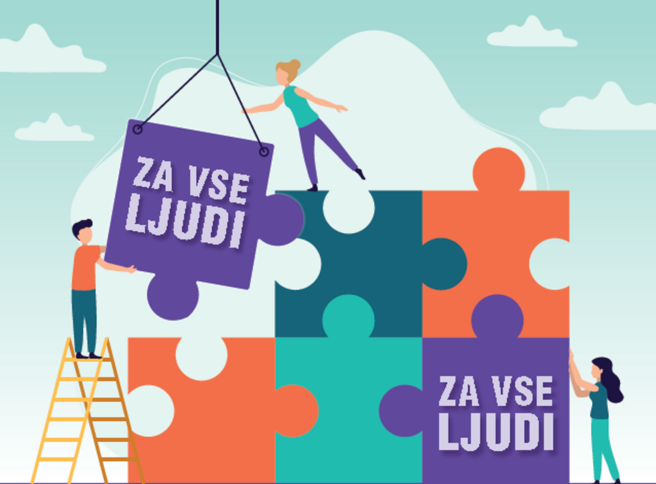 Slika projekta Sodelovanje institucij: sestavljanka z napisom Za vse ljudi