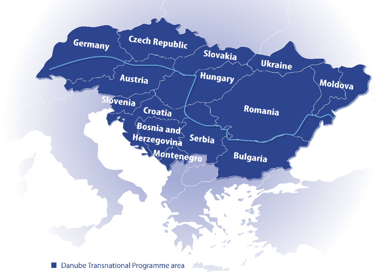 DANUBE region map in the DRIM project